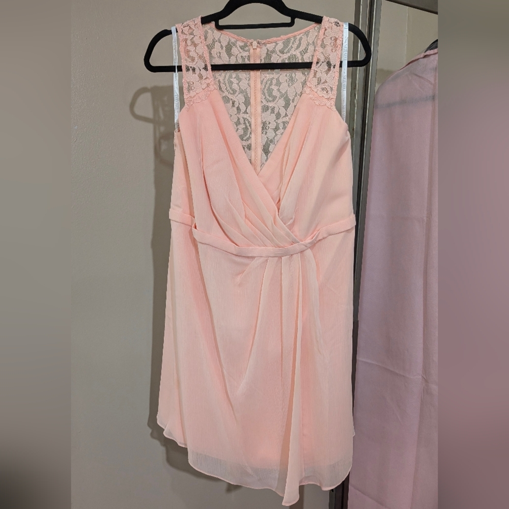Short Pink Lace And Chiffon Dress